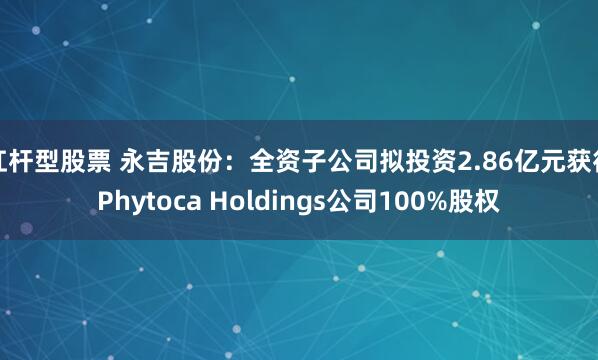 杠杆型股票 永吉股份：全资子公司拟投资2.86亿元获得Phytoca Holdings公司100%股权