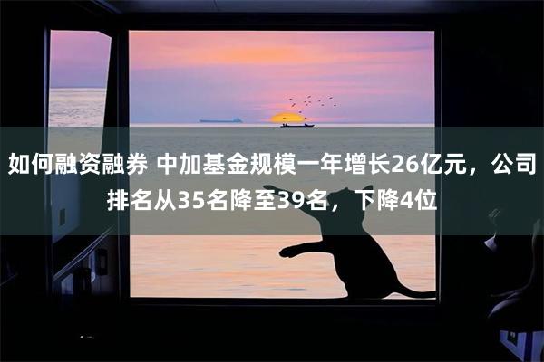 如何融资融券 中加基金规模一年增长26亿元，公司排名从35名降至39名，下降4位