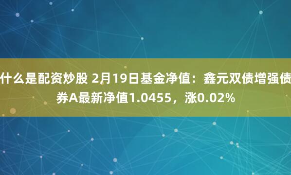 什么是配资炒股 2月19日基金净值：鑫元双债增强债券A最新净值1.0455，涨0.02%